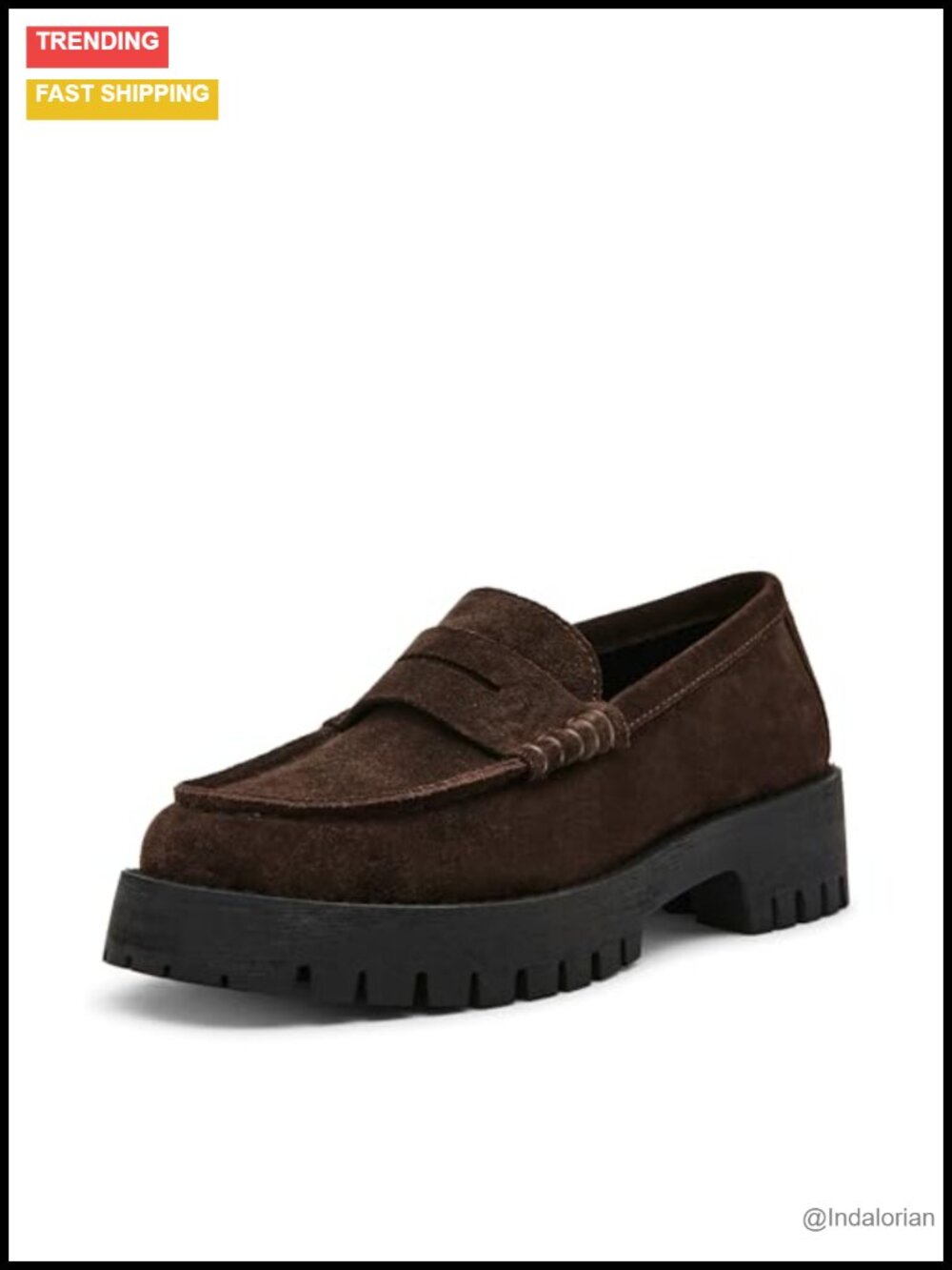 Suede Platform Loafers Round Toe Slip-On Casual 1.5 Inch Heel